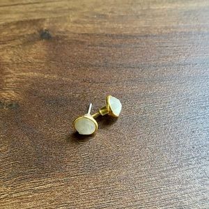 Opaque white and gold stud earrings
